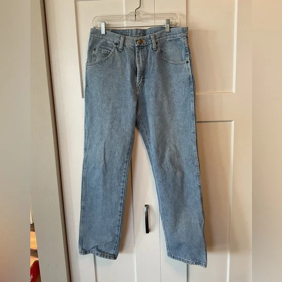 VINTAGE 90s Men’s Wrangler Light Blue Denim Pants - Picture 2 of 8